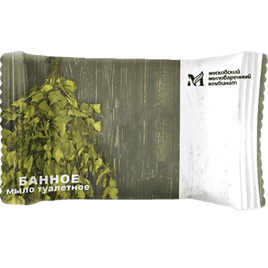 Мыло кусковое 200 г туалетное "Банное" в цвет. оберт. флоупак марки Ординарное ММК