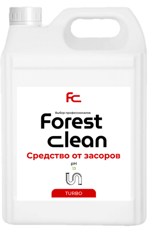 Средство для очистки труб/устранения засоров 5 л "FOREST clean" ТУРБО, канистра ЕВРО
