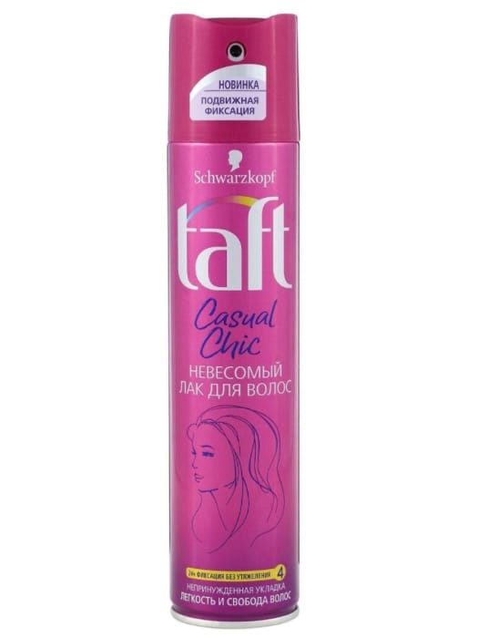 Лак для волос 225 мл "Taft" Casual Chic Подвижная фиксация Лак для волос 225 мл "Taft" Casual Chic Подвижная фиксация