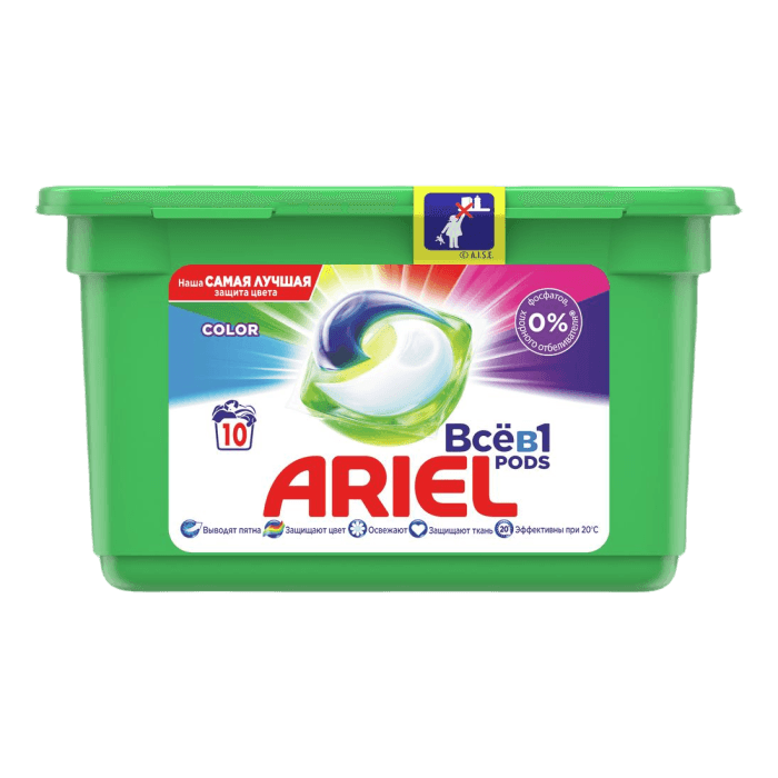 Капсулы для стирки белья "Ariel" 10 капсул по 22,8 г, Колор Капсулы для стирки белья "Ariel" 10 капсул по 22,8 г, Колор