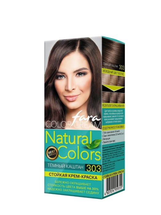 Краска для волос FARA Natural Colors 150г, 303 Темный каштан Краска для волос FARA Natural Colors 150г, 303 Темный каштан